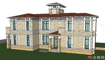 简约新古典二层别墅住宅建筑模型设计