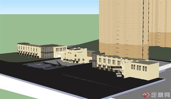 古典与现代的交融 新古典风格商业住宅小区大门SU模型设计